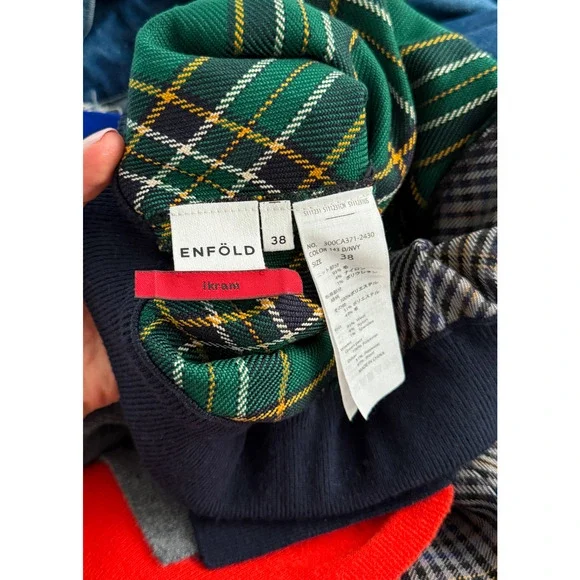 Enföld Japanese Layered Patchwork Asymmetric Plaid Solid Skirt - Picture 2 of 8